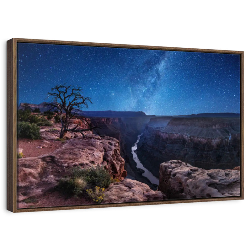 Nuit étoilée du Grand Canyon, 19 po x 13 po, Cadre flottant noyer