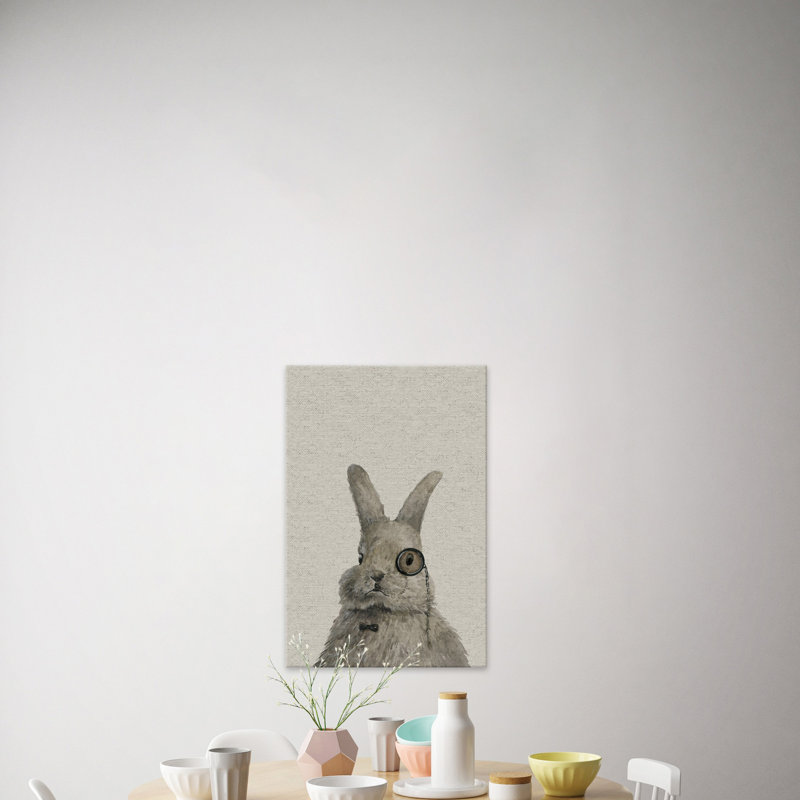 Bunny The Librarian Gray Canvas Vertical Painting