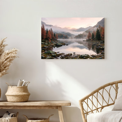 Art mural sur toile Gallery Wrap pour le salon, la chambre à coucher, le bureau ou le vestibule - décoration murale décorative avec lac de montagne