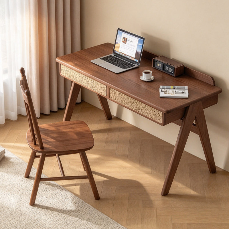 Bureau d'écriture Retro, H 29,52 po x l 47,24 po x P 23,62 po, Brun