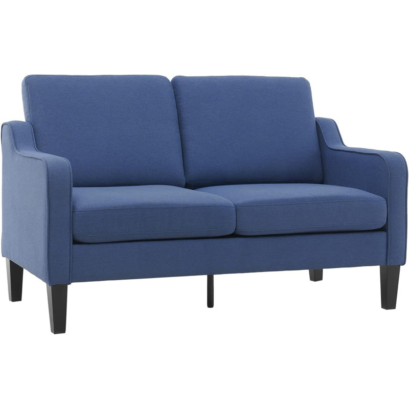 Sinya Upholstered 53.5'' Loveseat, Dark Blue Linen Blend