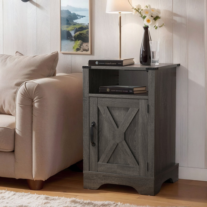 Bradford Bedside Table, Dark Grey, 1
