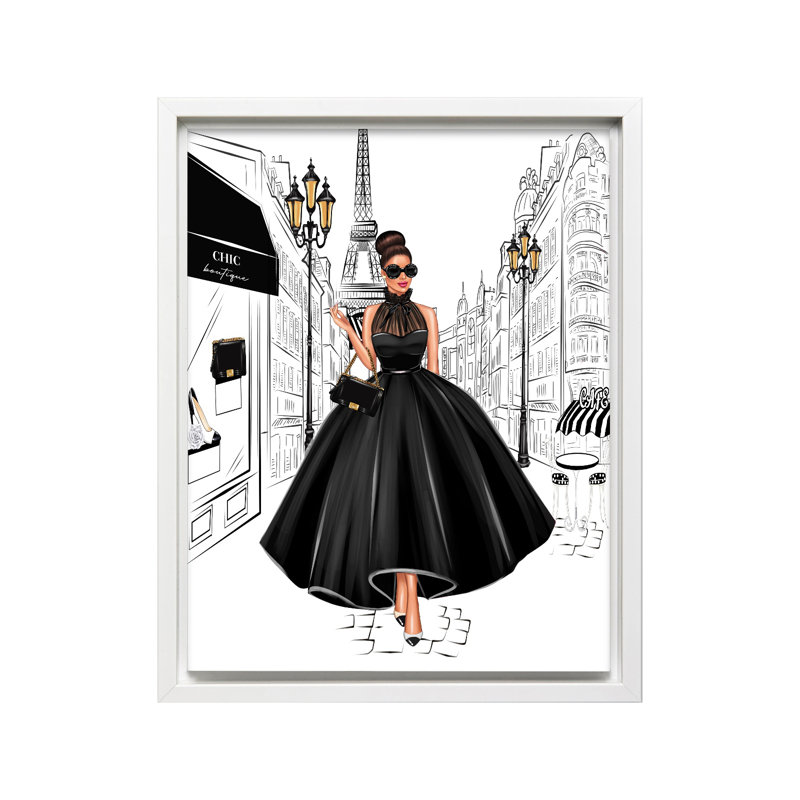 Dame en noir, Canvas, 12"H x 16"W, White Framed