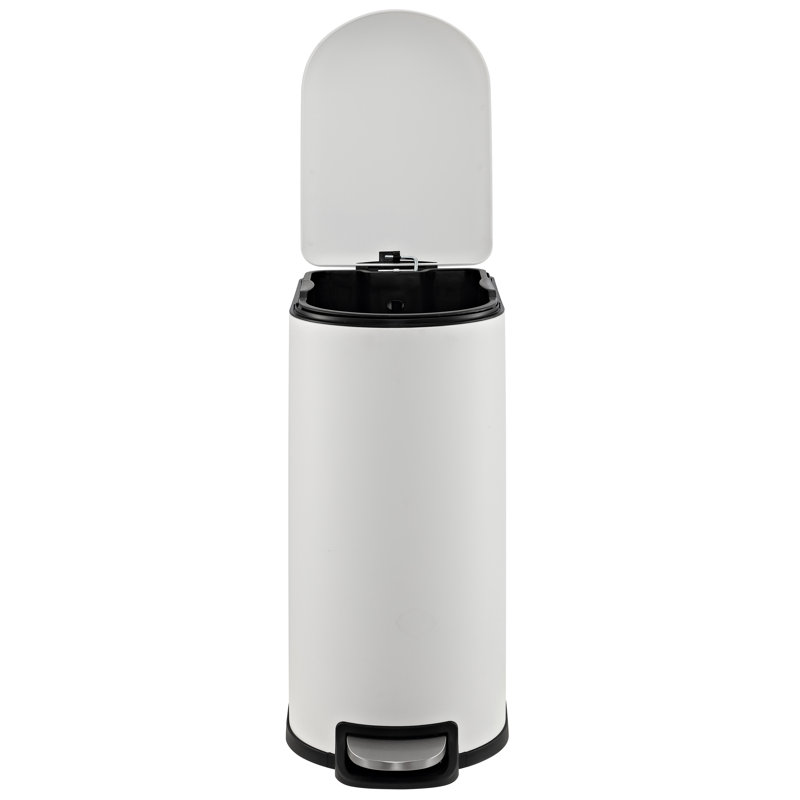 White Stainless Steel Fingerprint Resistant Step Trash Can