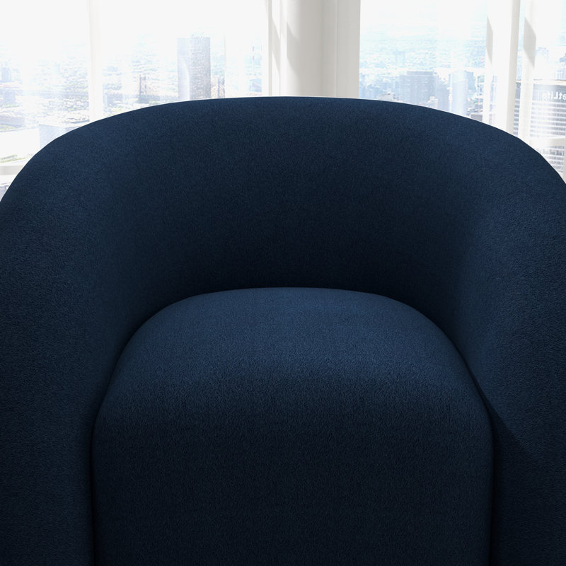 Fauteuil demi-tonneau pivotant rembourré Coyle, Polyester marine, 1