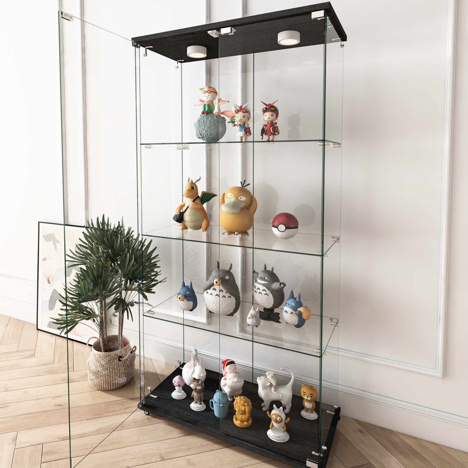 Bronx Display Unit Ivy Bronx Modern Black 2 - Door 4 Shelf Display Cabinet With Adjustable ...