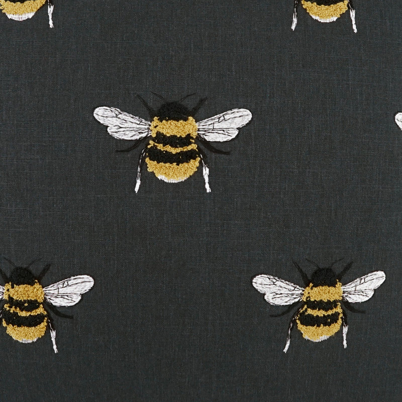 Coussin Busy Bee, Gris anthracite, Carré 24 po