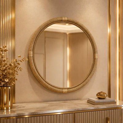 Miroir rond en rotin 31,9 po