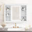 Armoire de rangement murale avec miroir et tablettes ouvertes-1999990566