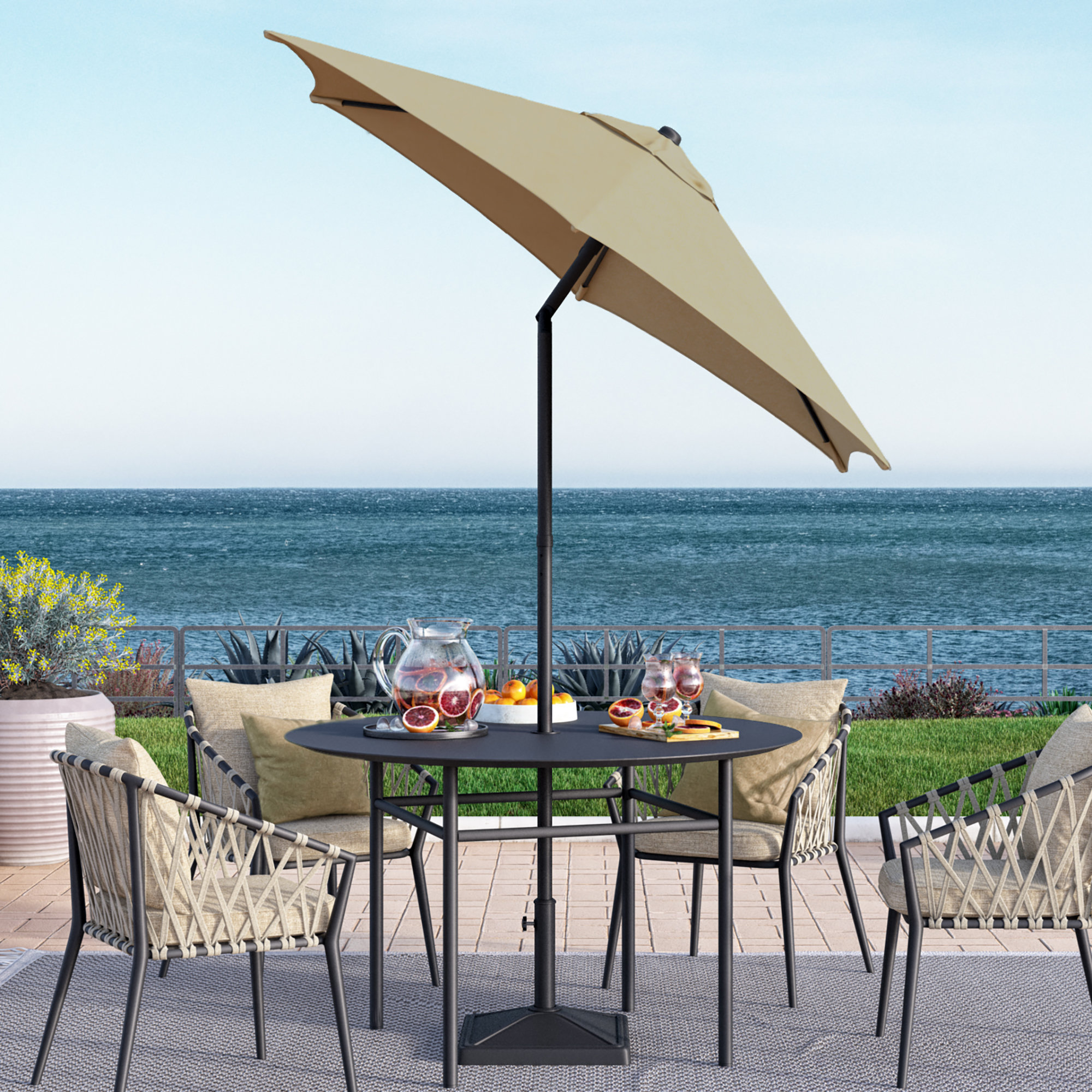 Toscana 90'' Outdoor Umbrella, Antique Beige - Polyester