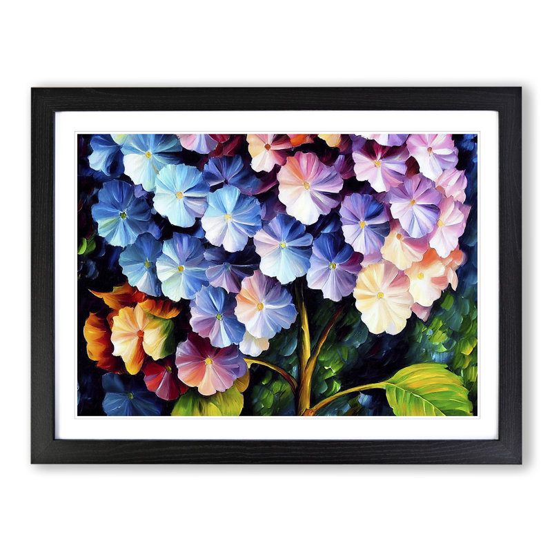 Hydrangea Flowers Vol.5 - Single Picture Frame Painting, Black, 46cm H x 64cm W x 2cm D
