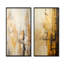 Ensemble de 2 décorations murales abstraites modernes Skycraper Golden-1904130492-1904130489