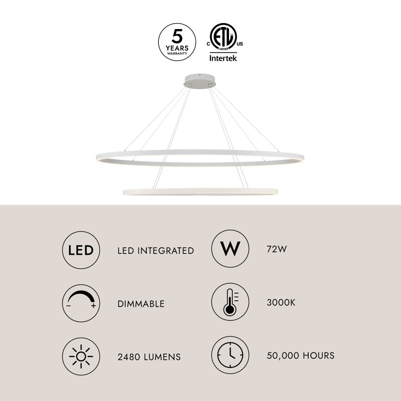 Ovale 2 - Light LED Chandelier, White