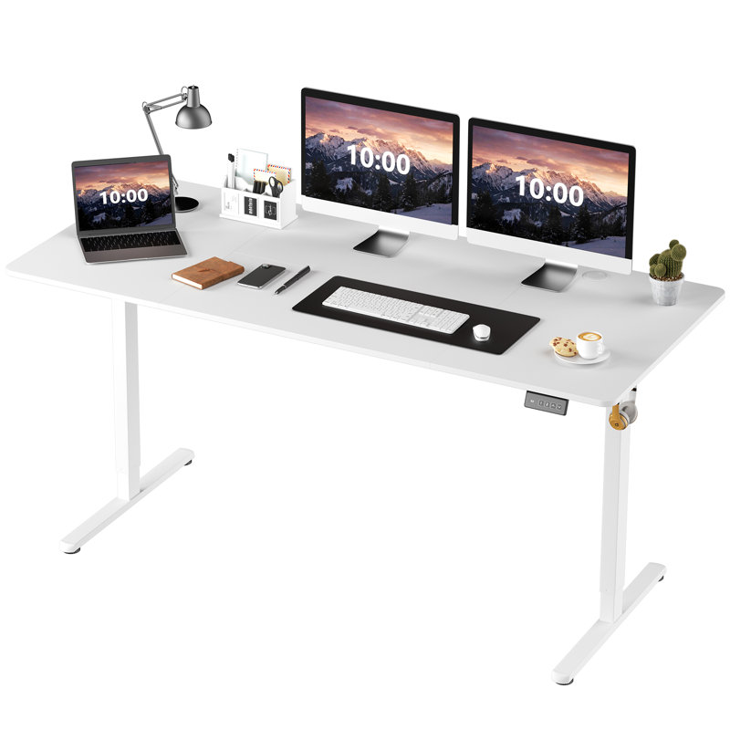Bureau debout réglable électrique Oishee, Blanc, 46,5 po H x 70,9 po L x 31,5 po po