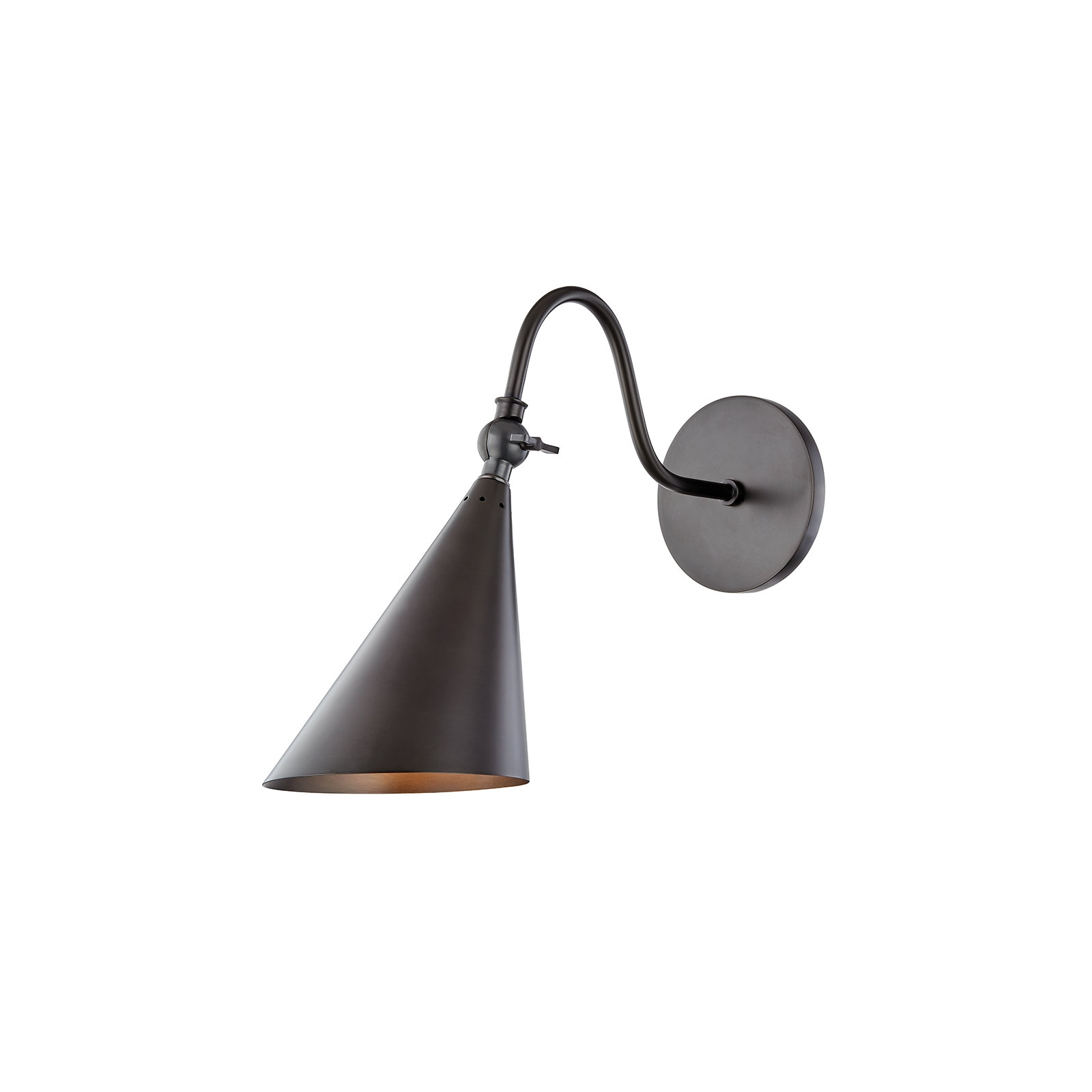 Cogan 1-Light Dimmable Armed Sconce, Old Bronze