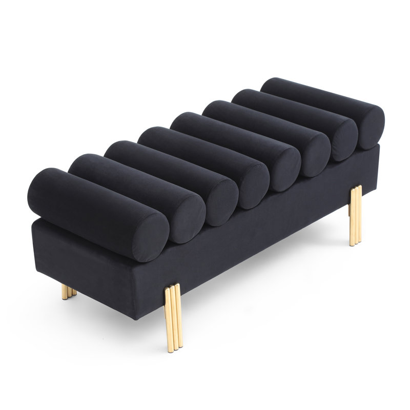 Banc de repose-pieds Modern Velvet, Noir
