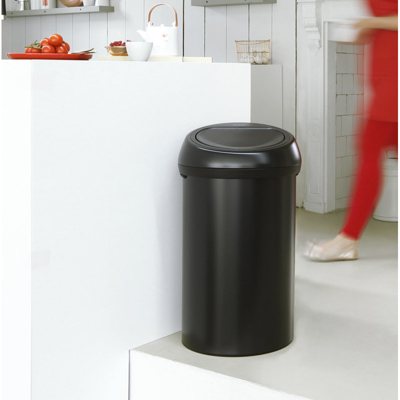 Brabantia 60 Litre Touch Bin, Matt Black / Matt Black