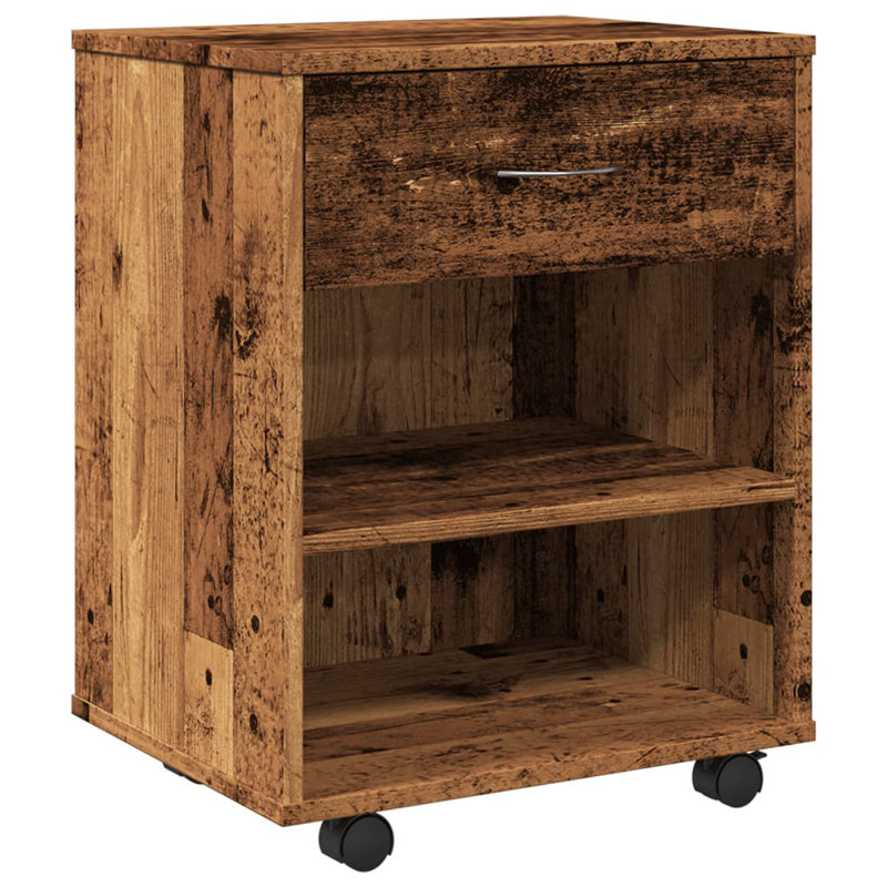 Ayari 1 -Drawer 2 -Shelf Storage Cabinet, Old Wood