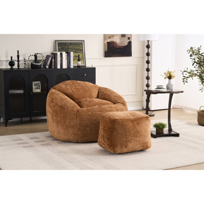 Fauteuil à billes rembourré de mousse, tissu chenille, 42,52 po de diamètre, 20,47 po de hauteur, rehausse le décor de la pièce, siège multifonctionnel pour adulte et adolescent, mousse, housse, profondeur 44,04 po, largeur 42,6 po, 27 po