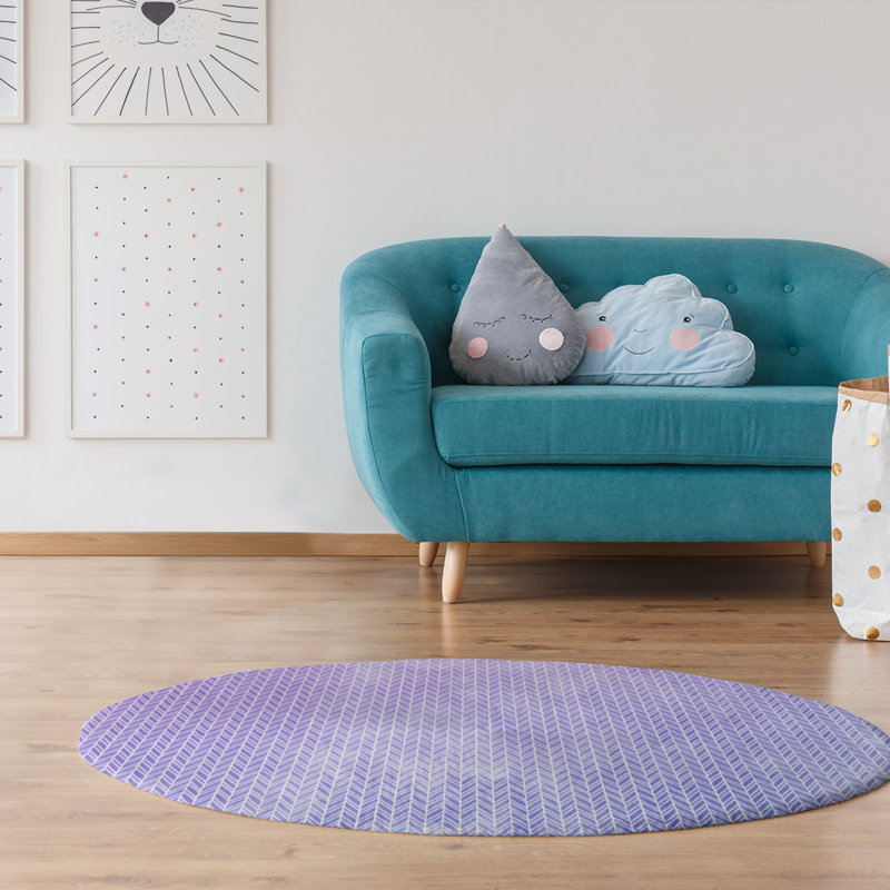 Chenille Striped Indoor Rug, Round 5'