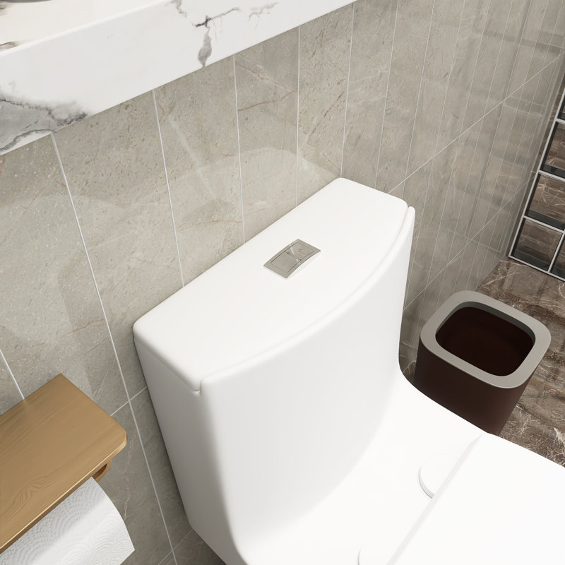 Toilette allongée 1 pièce à double chasse 1,1 / 1,6 GPP avec siège blanc incluse