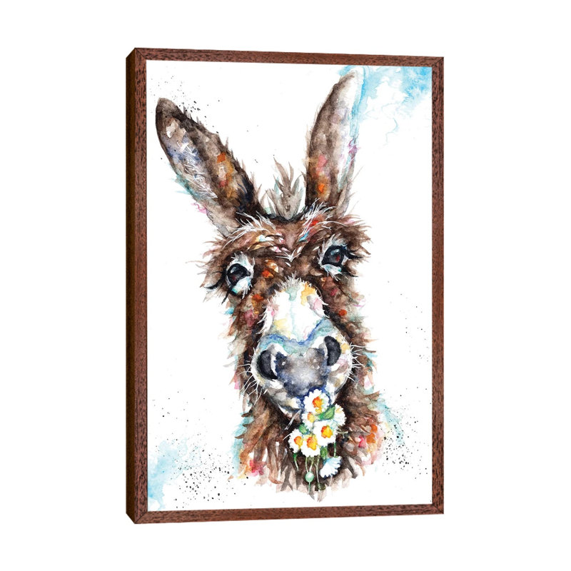 Daisy - Painting on Canvas, 66.04 cm H x 45.72 cm W, Classic Brown Wood Framed