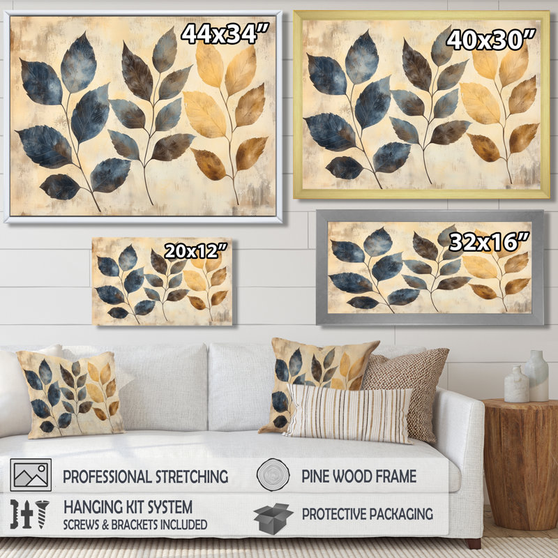 Murchison - Floral Large Wall Art, Single Picture Framed Print, 30" H x 40" W, Gold