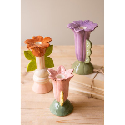 ENSEMBLE DE TROIS PORTE-BOUGIES EN CÉRAMIQUE