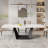 63"-95"Extendable Dining Table For 6-10,White Glossy Sintered Stone Tabletop, Modern Kitchen Table with black Steel Legs