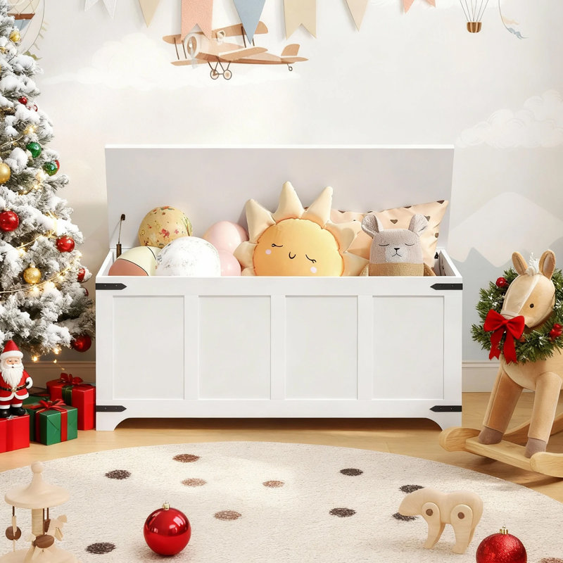 47.2" Storage Chest Storage Trunk With 2 Safety Hinges, White