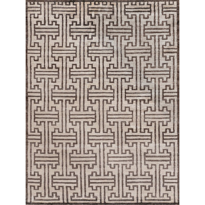 Bamboo Silk Wool Geometric Area Rug