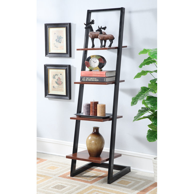 Slayter Ladder Bookcase, Black/Cherry