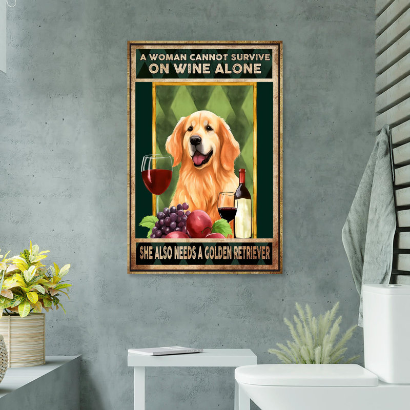 Elle a aussi besoin d'un Golden Retriever - 1 pièce, reproduction d'art graphique sur toile tendue, L 24 po x H 36 po