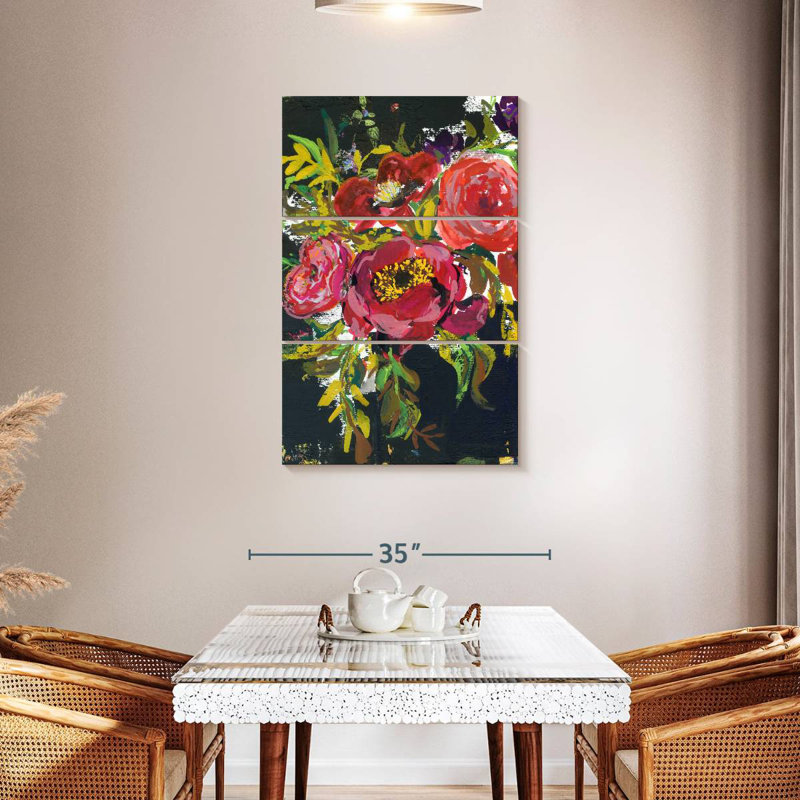 Bouquet abstrait Harnek en noir, H 45 po x l 28 po