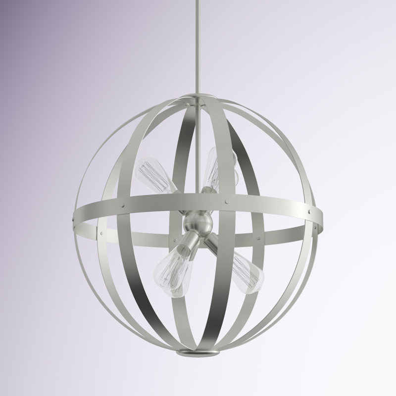 Lustre globe à 6 lumières Eda, Nickel brossé