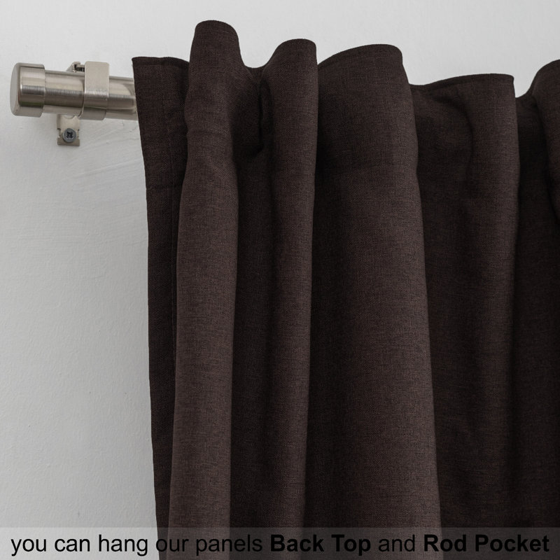Room Darkening Single Curtain Panel, 260cm Width x 265cm Drop, Dark Brown