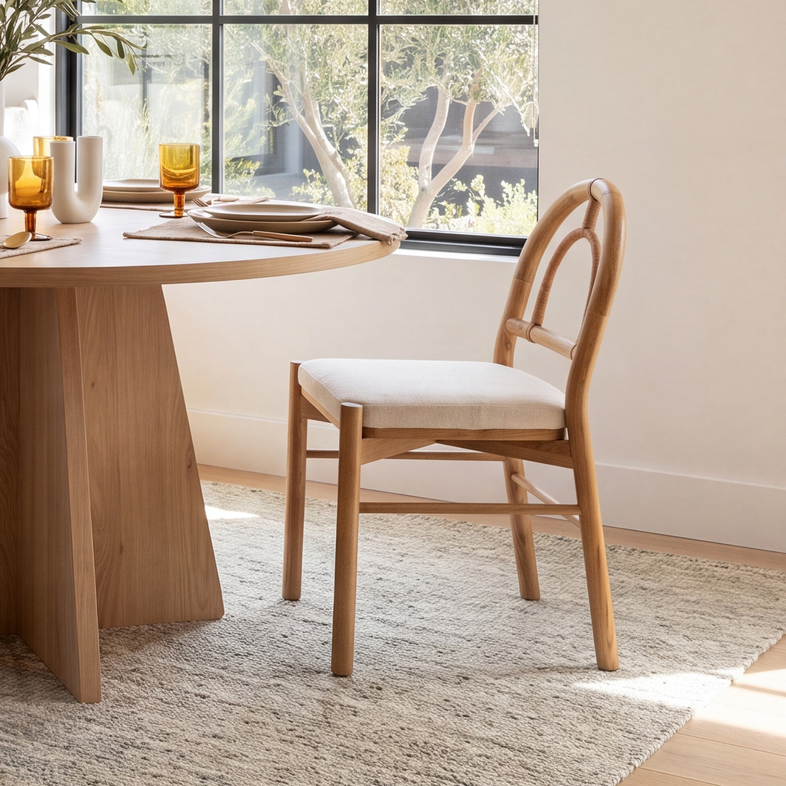 Faira Oak Dining Chair, Beige
