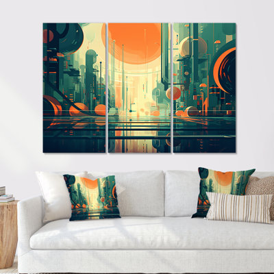 Ensemble d'art mural rétro moderne pleine lune III - Mid-Century