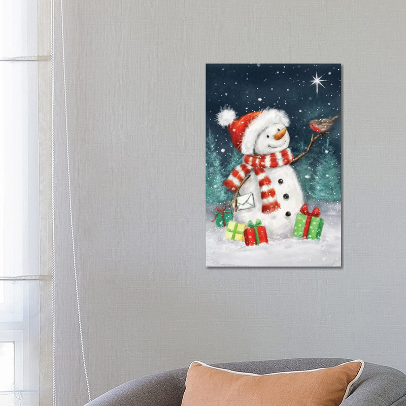 Snowman With Presents III B by MAKIKO - Wrapped Canvas Print, 66.04 cm H x 45.72 cm W x 1.91 cm D