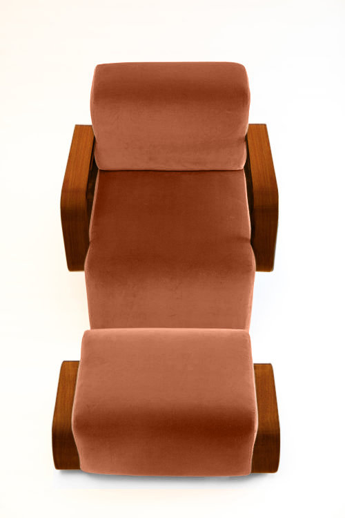 Cayenne Lounge Chair, Marmalade Velvet, Walnut