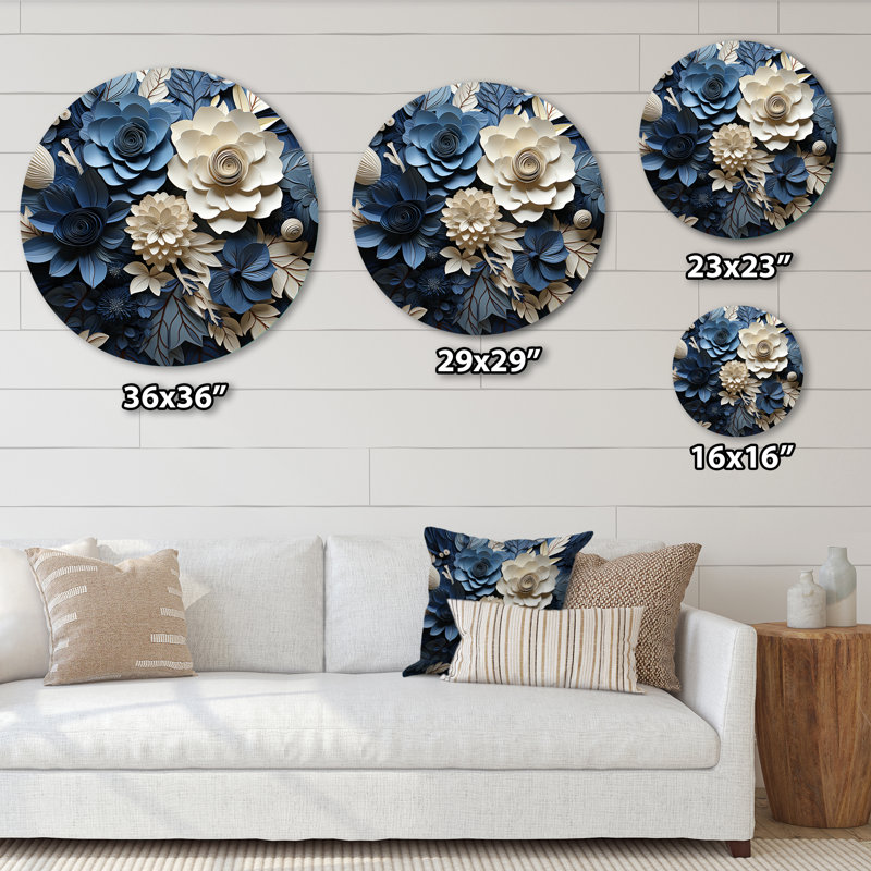 Molena - art floral rond en métal, H 36 po x l 36 po