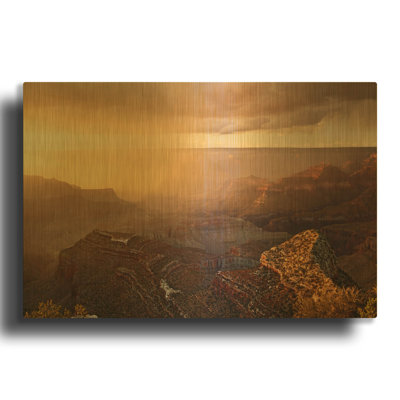 «Grand Canyon Monsoon Sunset 8-18 0386» par Mike Jones, art mural en métal doré, 16 po x 12 po