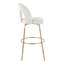 Tabouret de bar à hauteur fixe avec pivot en métal doré et tissu blanc neige avec repose-pieds rond en métal doré - ensemble de 2-137799385-137799384