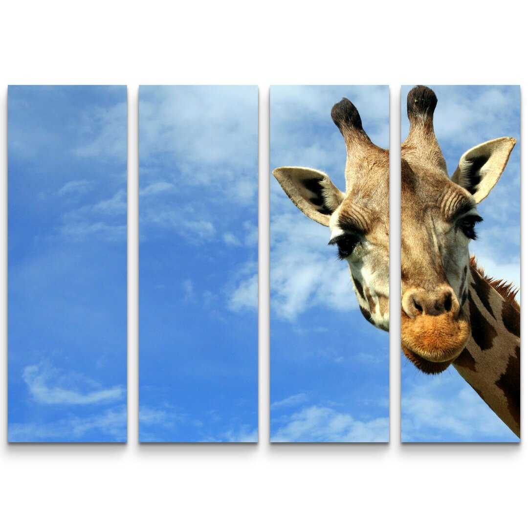 4-tlg. Leinwandbilder-Set Neugierige Giraffe