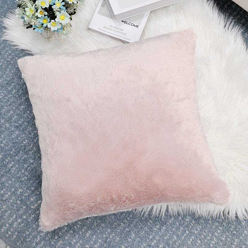 Housse de coussin réversible en fausse fourrure, Rose clair