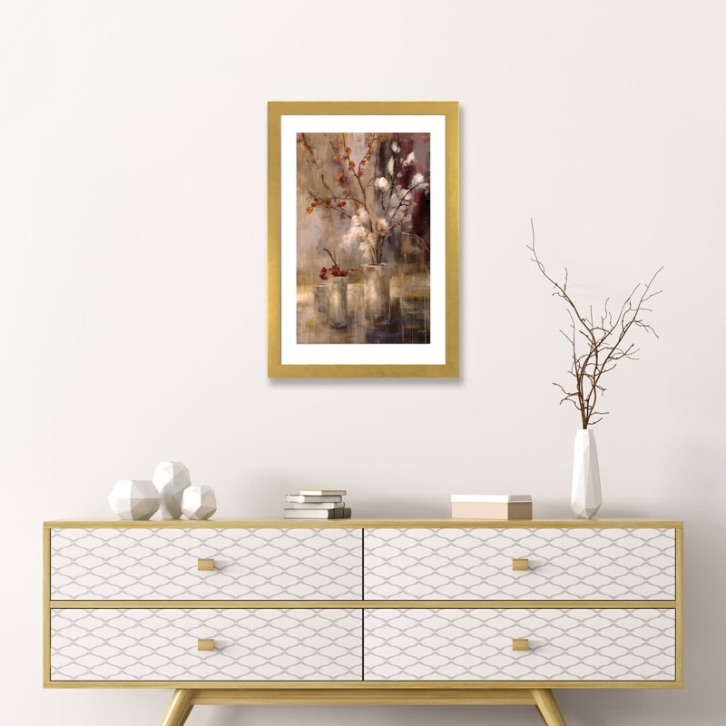 «Silver Floral» par Simon Addyman - reproduction d'art, H 24 po x l 16 po x P 1 po, Encadré en papier doré