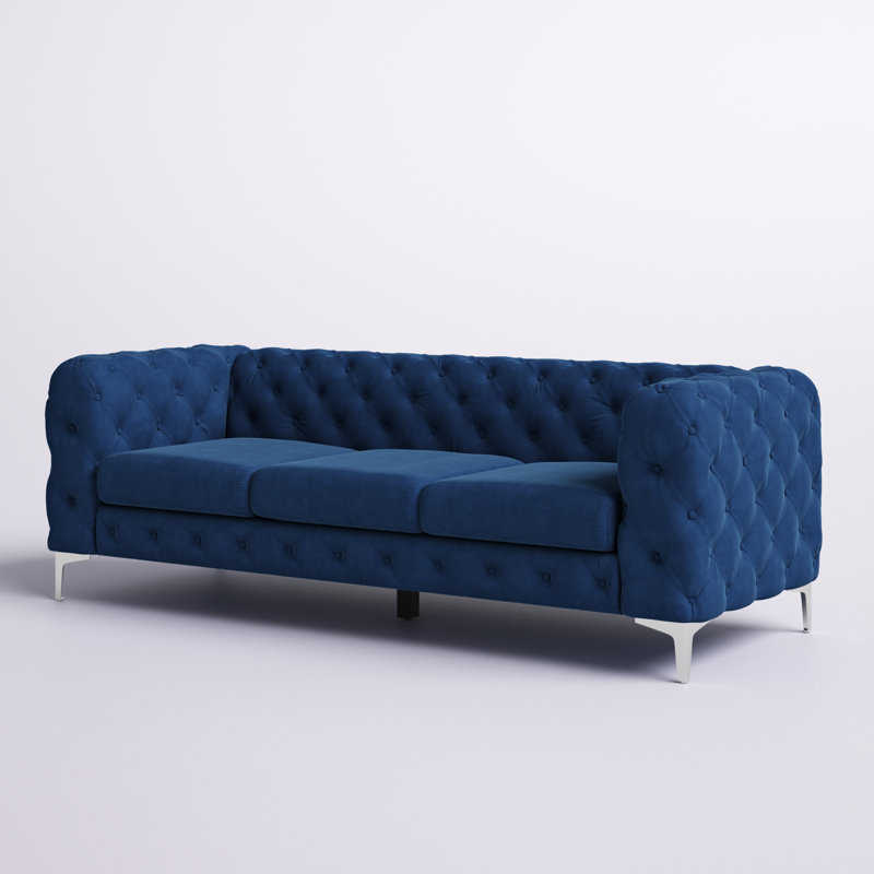 Graford Upholstered 85.5'' Sofa, Blue Velvet