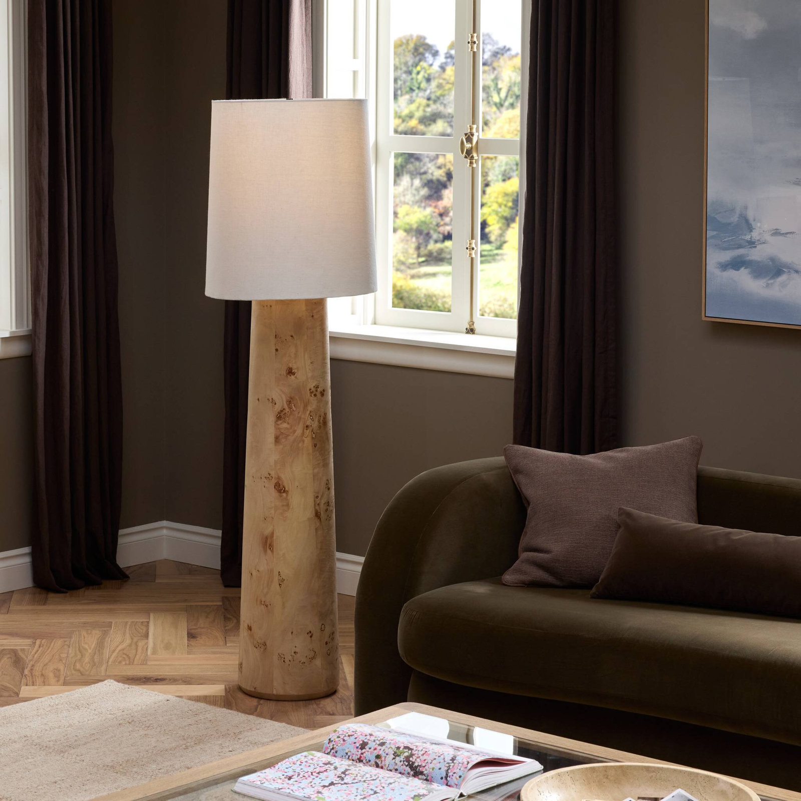 Daxton 69.5'' Floor Lamp, Light Mappa Burl
