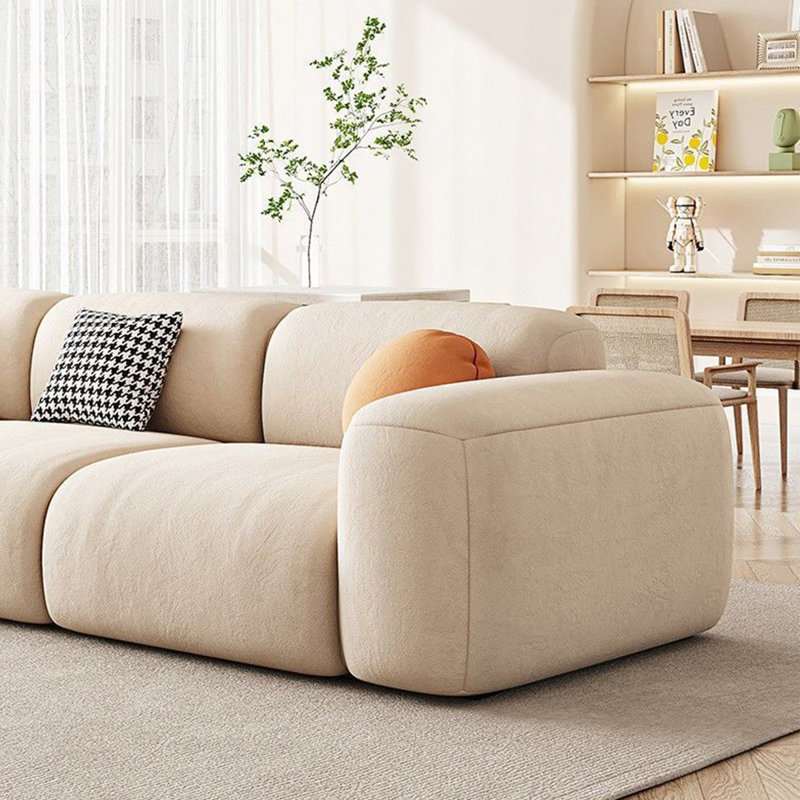 Modern simple cream style sofa, 28.34" H x 133.85" W x 39.37" D