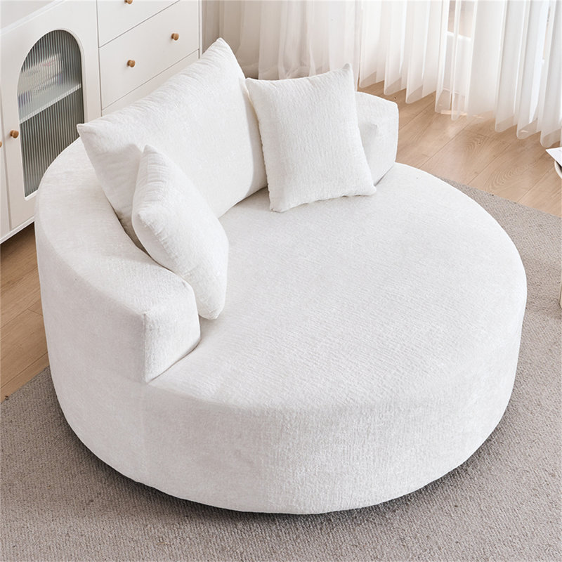 Fauteuil demi-tonneau pivotant Chenille, Beige